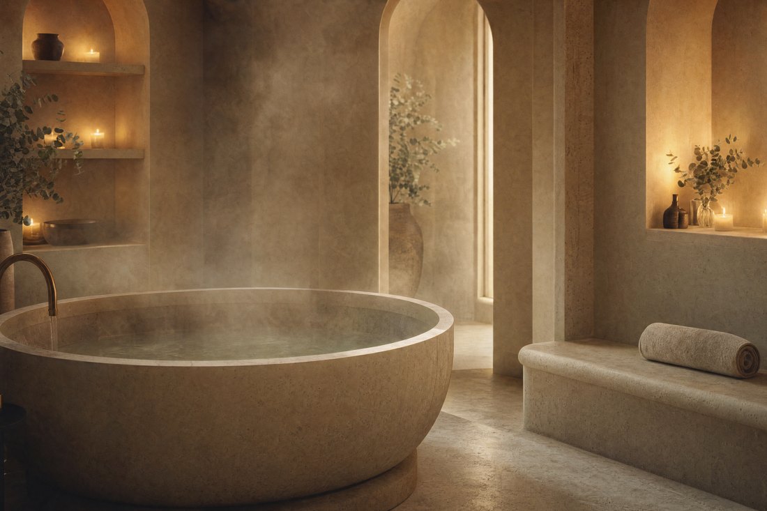 L'espace détente — hammam et bain chaud